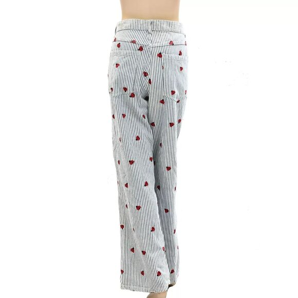Free People Striped Straight Leg Pants - Blue and Red - Picture 7 of 10